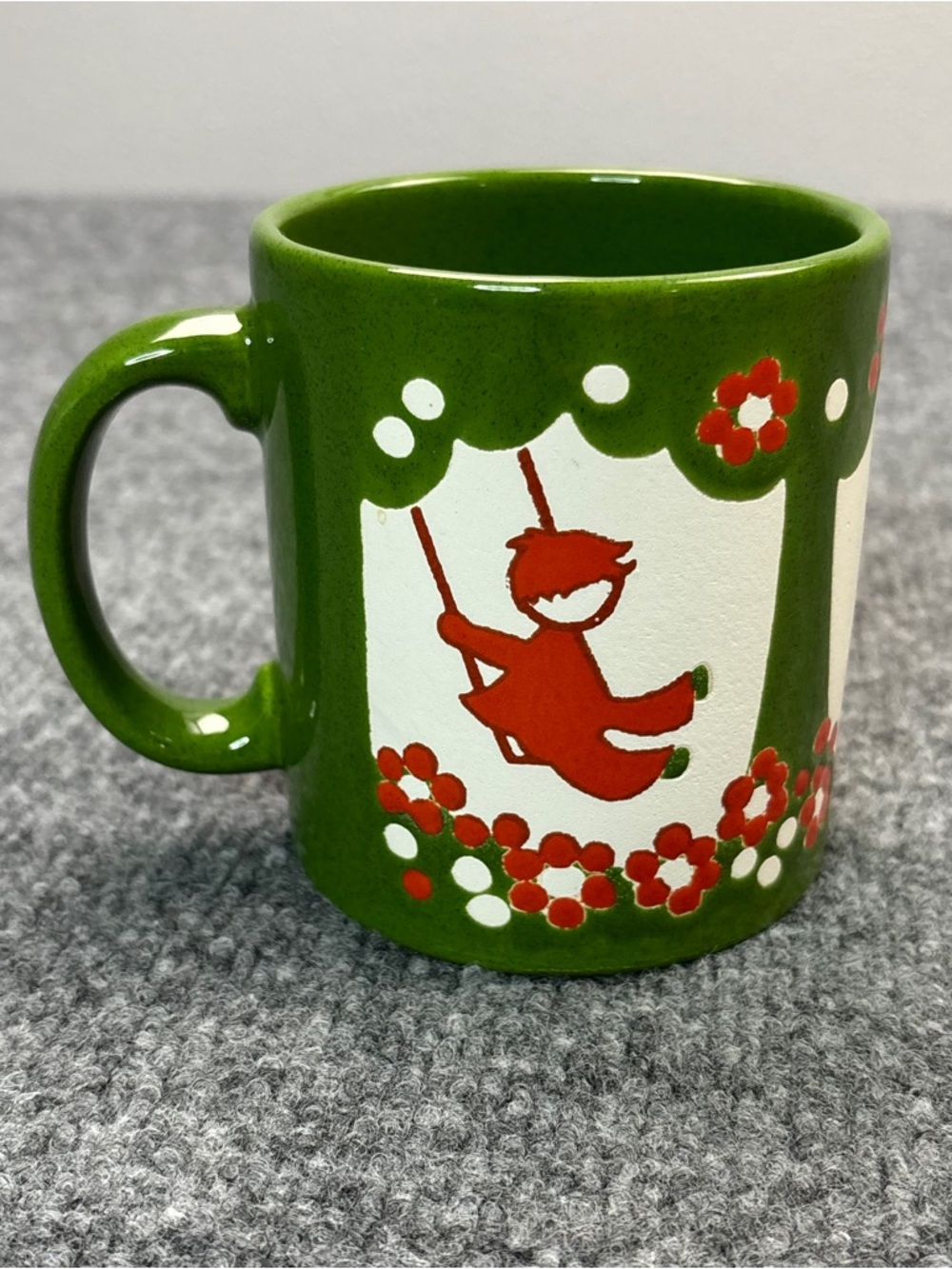 VTG Waechtersbach Pottery West Germany Apple Orchard Tree Coffee Mug Green Swing - Picture 6 of 11